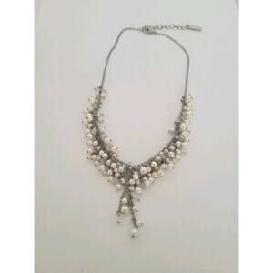 KUMIKYOKU White Silver Necklace faux Multi Mini Pearl Plastic Hardware Choker 13